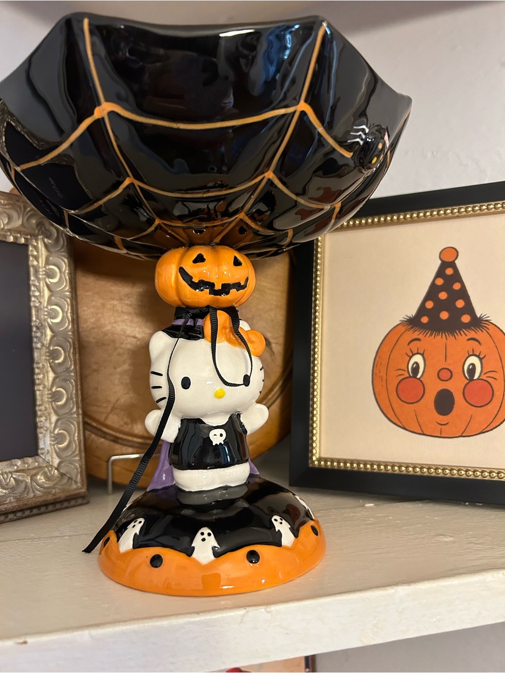 Blue Sky Hello Kitty Black, Orange & White Halloween Candy Holder